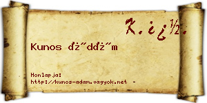 Kunos Ádám névjegykártya