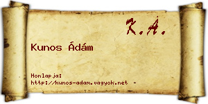 Kunos Ádám névjegykártya